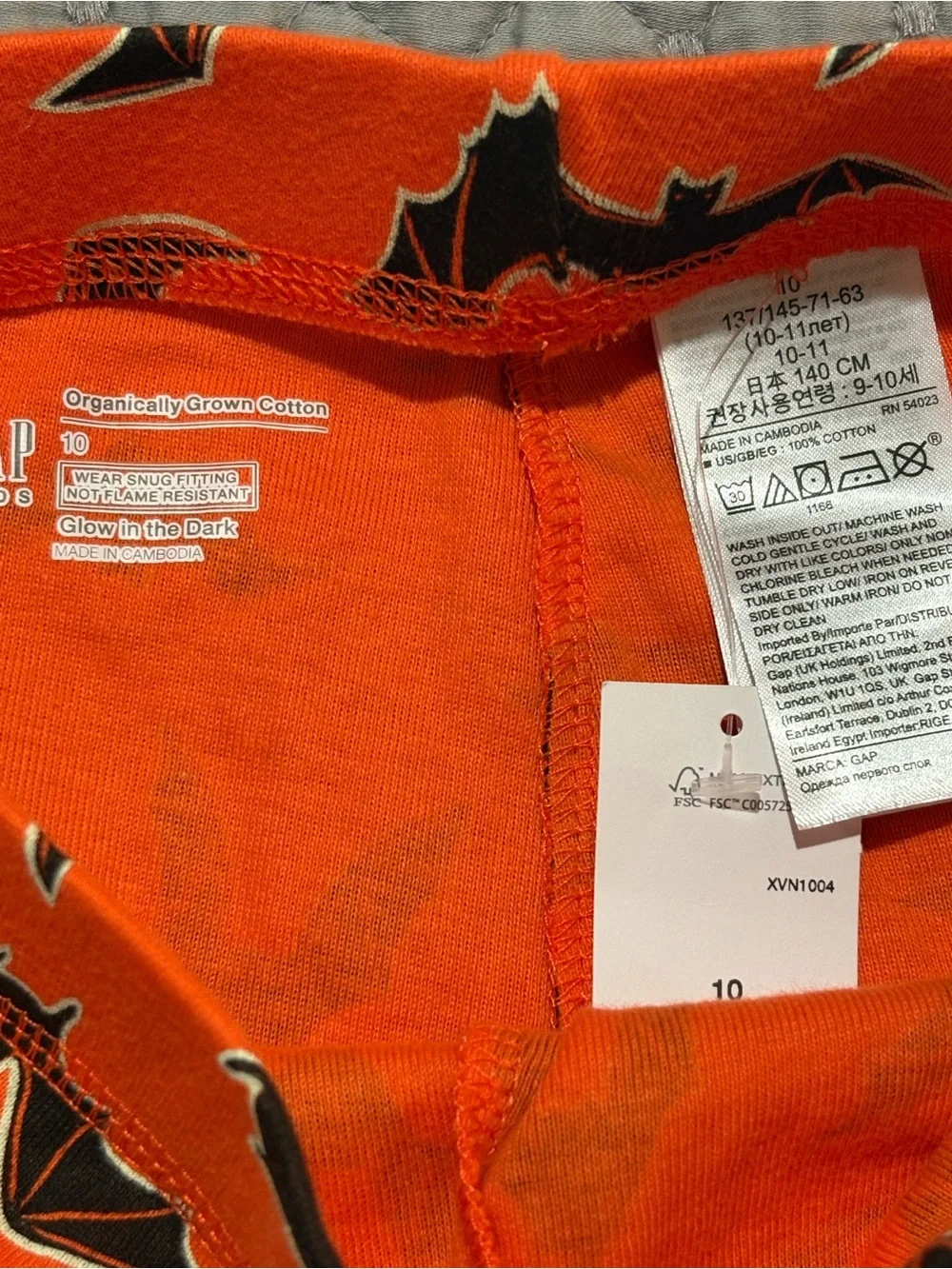 GAP Orange Bat-Print Pajama Set
